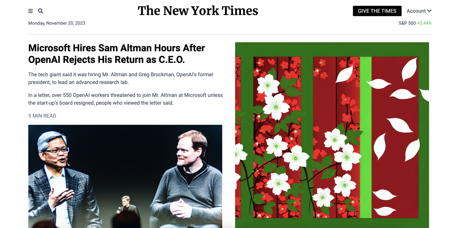 Eine geklonte Version der New York Times erstellt mit Screenshot to Code