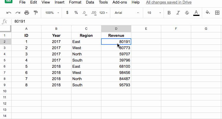 Creating a Table from Scratch in Google Sheets