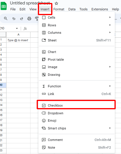 How to Insert Checkbox in Google Sheets