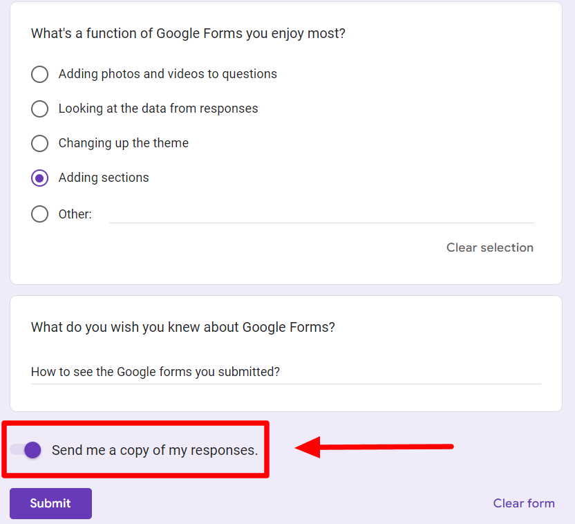 Wie kann ich sehen, welche Google Forms ich abgeschickt habe