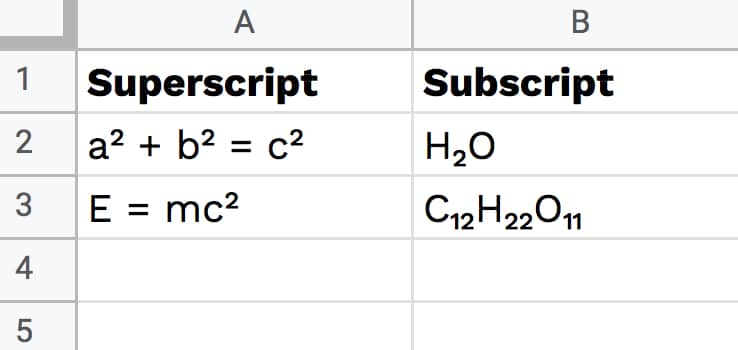 Wie man Superskript in Google Sheets verwendet